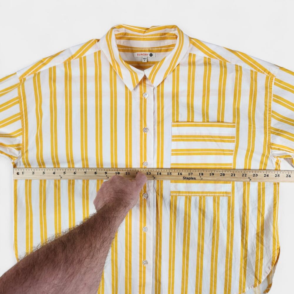 Sundry Button Down Shirt Women's Medium (2) Mango Summer Stripe - Picture 7 of 13